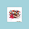 Jewelrybohemian Mtilayer fascino colore perline di legno braccialetto pendente nappa braccialetti elastici braccialetti per donna uomo gioielli consegna di goccia 2021 N