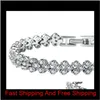 Tennis Luxus Österreich Shining Crystal Bracelets Echt 925 Sterling Silber Charms Armband Zirkon Diamant Roman Tennis Link Brace8919294