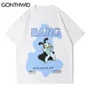 Gonthwid tees tops streetwear harajuku cartoon abelha impressão algodão tshirts casual hip hop moda smmer homens manga curta t-shirts c0315