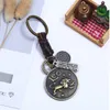 12 Horoscope Sign Key Rings Keychain Leather Weave Retro Bronze Contrell Keyring Bag Hang Hanger for Women Men Fashion Jewelry