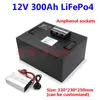 Batterie LiFepo4 Portable 12V, 300ah, avec BMS, pour stockage d'énergie, alimentation électrique extérieure, caravanes, camping-cars, chargeur 20a