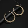 Brincos de moda argola Huggie com strass círculo grande simples cor de ouro argola para mulheres 249n