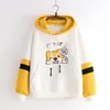 Merry Pretty Women Cartoon Dog Broderi Harajuku Hoodies Sweatshirts Winter Patchwork Hooded Plus Velvet Pullovers 201209