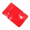 100 Uds. Bolsa de papel de aluminio Mylar de pie rojo brillante con ventana transparente cierre de cremallera autosellado muesca de rasgado alimentos bolsas de almacenamiento de granos de café