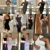 Cnyishe seksowne na ramię dzianinowe sukienki żebrowane kobiety kantar wycięty bodycon sheath midi sukienki żeńskie sundress vestidos 220210