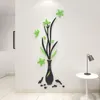 Adesivos De Parede Rosa Vaso Acrílico Para Sala de estar Quarto Plum Blossom DIY Arte Decoração Forma Flor Home Decor