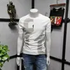 T-shirt da uomo Stampa di lettere Slim Estate Coreana Nuova tendenza Gioventù Facile da abbinare Cotone Abbigliamento maschile di alta qualità Top Blu Nero Bianco M-5XL