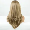 Perruque Synthétique Longue Ondulée Cheveux Ombre Doré Jaune Blonde Perruques Naturelles Droites en Couches avec Frange Latérale pour les Femmes Afro-Américainesfactory dire