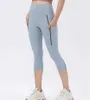 Yoga Capris Naken Skin Friendly Fashion Gym Kläder Kvinnor Leggings Tights Casual Atletic Running Fitness Sportbyxor