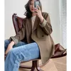 Kvinnor Blazer Spring Vintage Brown Basic Notched Collar Solid Loose Suit Jackor Feminine Outwear Mujer Chaqueta Casaco 210608