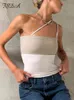 FSDA 2022 Spaghetti Pasek Y2K Tank Top Kobiety Khaki Patchwork Lato Bez Rękawów Cami Casual Backless Basic Sexy Crop Tops Y220308