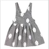 Summer Girl Dress Star Sun Moon Print Black White Stripe Backless Beach Odzież dziecięca 2-7y E3065 210610