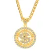 Creative Dollar Pendant Necklace Diamond Studded Dollar Rotating Metal Hip Hop Necklaces Fashion Jewelry Accessories