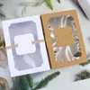 12pcs Kraft Paper Candy Box Favor Gift Box PVC Clear Window Cookies Treats Boxes Christmas Year Wedding Party Decoration 210724