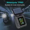 LCD-Display Reifendrucküberwachungssystem 2 externe Sensoren Motorrad TPMS Reifentemperaturalarm Solor USB-Aufladung