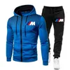 Neue BMW männer Fußball Sets Zipper Hoodie + Hosen Zwei Stücke Lässige Männlichen Sportswear Gym Marke Kleidung Schweiß anzug G1217