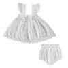 Sommarstil Baby Girl Sling Top + Shorts Broderad kostym Kläder Tvådelar Klänning Set 210702