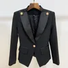 High Street Designer Stylish Blazer Dames Single Button Lion Rembelled Satin Collar Jacket 211019