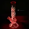 25CM 10 Inch Premium Multi Color Glow in the Dark Pink Narghilè Pipa ad acqua Bong Bong in vetro con ciotola da 14 mm e stelo in basso pronto per l'uso