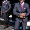 İki adet İş Rahat Gri Erkekler Suits Çift Göğüslü Custom Made Ince Suit Fit Damat Parti Ceket Tasarlanmış İş Giyim