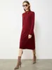 Minimalismus Winter Anzüge Für Frauen Mode Kausalen Solide Oneck wadenlangen Pullover Kleid Weibliche Jacke Kniited Mantel 12030298 210527