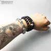 Bracelets Fleur-de-lis Lily Crâne Punk Perle Marque Argent Mode Europe Style Bijoux Tms Bijoux Cadeau Pour Hommes Femmes