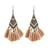 Alliage Vintage glands balancent boucle d'oreille fil de coton Boho ethnique Triangle boucles d'oreilles pour femmes bijoux cadeaux