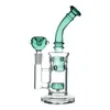 Glass Bong Recycler Dab Rigs Water Bongs Hockahs 흡연 액세서리 기능 14mm 보울을 가진 Shisha Spiral Perc 기능