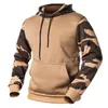 Kontrast hoodies män mode långärmad pullover fleece hoodie med kanga pocket tröja manlig militär lapptäcke outwear 4xl 210730