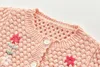 秋の赤ちゃん手刺繍ニットセーターコートトップ全体のマッチカーディガン幼児ガール冬服210702