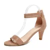 Платье обувь женщин сандалии открытый носок летом с высокими каблуками ремешок на лодыжку женский тонкий каблук на молнии плюс размер сандалии Mujer 220303