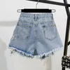 2021 Summer Women 2-delade set Broderi 3D Blomster T-shirt + jeansshorts Set Vintage Beading Shorts