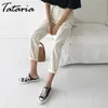 Tataria jeans harem för kvinnor lös vintage harem beige kvinnor jeans byxor hög midja bomull jean kvinnlig pojkvän denim 210302