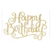 기타 축제 파티 용품 1pcs 골드 길터 케이크 깃발 빛나는 생일 축하합니다.