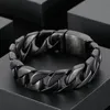 Lien, chaîne hommes en acier inoxydable noir grand bracelet cubain lien lourd cadeau de Noël bijoux pour amis / père / mari