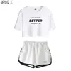 Now United - Better Album Women Two Piece Set Shortslovely T-shirt Better Now United Lyrics Harajuku Streetwear Girl Sets 210302