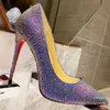 Luxury Sparkling diamond Tacchi alti da donna Scarpa elegante in vera pelle tacco alto punta a punta Sexy Party 2021 Con donna