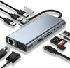 11 i 1 USB HUB-dockningsstationadapter med 4K HDMI, VGA, typ C PD, Ethernet RJ45-port, SD / TF-kort, 3,5 mm AUX, kompatibel MacBook Pro / Air