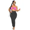 Summer Designer Women Two Piece Bra Dress Suit Sexy Crop Top Pleated Bandage Skirt Sets One Step Long Skirts Clubwear