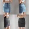 WOMENGAGA American High Waist Elastic Hip Mini Skirt Slim A-line Short Shows Thin Button Denim Skirts 61S8 210603