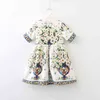 Meisjes jurk kinderen koninklijke vintage korte mouw prinses jurken baby meisje Italiaanse stijl lente chrysanthemum vaas print kleding G1129