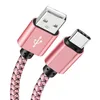 1m 2M flätad nylon Micro USB-kablar Typ C Data Sync Metal Laddning Telefonkabeladapter för universella mobiltelefoner Android