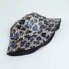 Fashion Bling Sequin Leopard Bucket Hat Reversible Fisherman Hat Panama Sun Hattar för Kvinnor Streetwear Hip Hop Cap