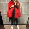 Women's Fur & Faux Ladies Knitted Shawl Women Real Raccoon