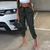 2021 Pantalon cargo Femme Sarouel Pantalon en cuir PU Streetwear Taille haute S Bas 2019 Pantalon de survêtement Q0801