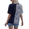 夏のヒョウパッチワークTシャツの女性のファッションOネック半袖プラスサイズの女性トップスカジュアル特大のティーシャツFemme 210608