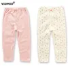 Baby Girls Ankomst Cotton Byxor Med Bowkont Kids 2 Färger Lång Längd Legging Sova 4003 04 210622