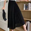 Chiffon Pleated Skirts Korean High Waist Solid Causal A-line Woman Skirt Summer Thin Faldas Mujer Moda 6J271 210603