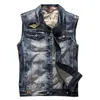 Herenvesten groot formaat herfstproduct in de vest motorfiets denim vest patch pocket tooling phin22