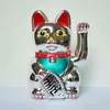 Chinese Feng Shui Beckoning Cat Wealth White Waving Fortune/ Lucky 6"H Gold Silver Gift for Good Luck Kitty Decor 211108
